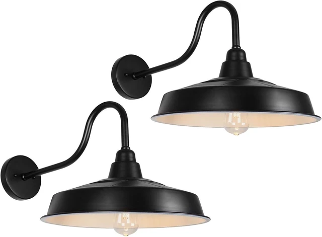 Main image of 16 Inch Solar Barn Lights, Farmhouse Dome Wall Sconce, Industrial Rustic Lantern for Garage, Barn & Shed, RZSR020W-2