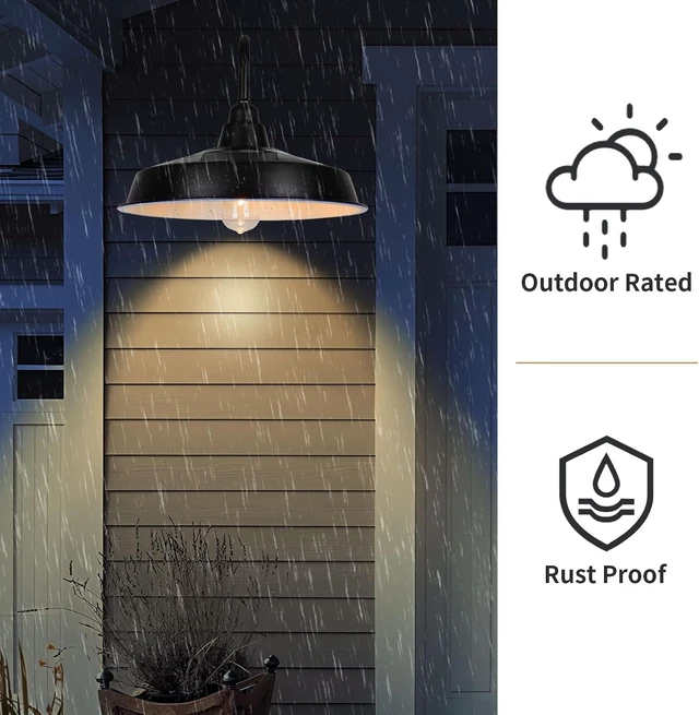 Alt view image 5 of 7 - 16 Inch Solar Barn Lights, Farmhouse Dome Wall Sconce, Industrial Rustic Lantern for Garage, Barn & Shed, RZSR020W-2
