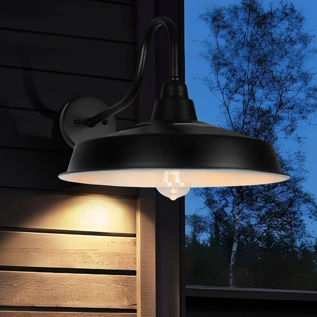 Alt view image 6 of 7 - 16 Inch Solar Barn Lights, Farmhouse Dome Wall Sconce, Industrial Rustic Lantern for Garage, Barn & Shed, RZSR020W-2