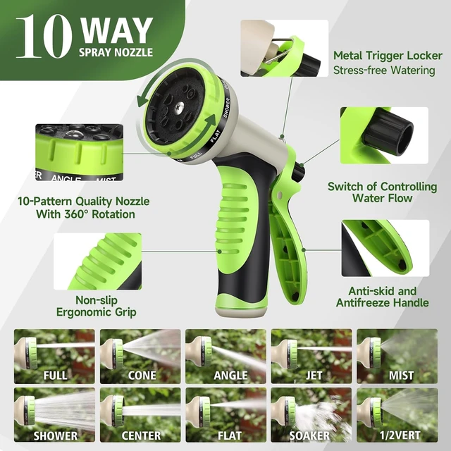 Alt view image 5 of 7 - 100 ft Heavy Duty Stainless Steel Metal Garden Hose with 10-Function Nozzle & 3/4'' Solid Brass Fitting, Flexible, Lightweight & No Kink for Outdoor Yard