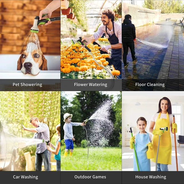 Alt view image 7 of 7 - 100 ft Heavy Duty Stainless Steel Metal Garden Hose with 10-Function Nozzle & 3/4'' Solid Brass Fitting, Flexible, Lightweight & No Kink for Outdoor Yard