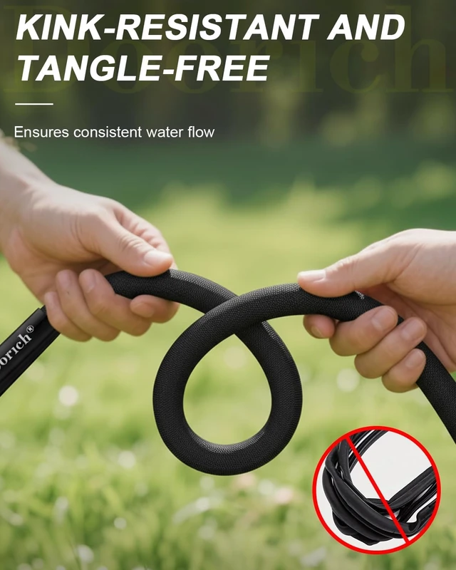 Alt view image 5 of 7 - 100ft Flat Ultra Lightweight Flexible Garden Hose, Black