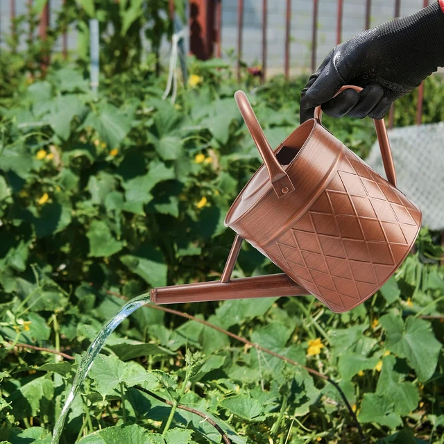Alt view image 7 of 7 - 1.75 Gallon Copper Metal Watering Can with Removable Spray Spout for Garden Plants, Outdoor (Copper)