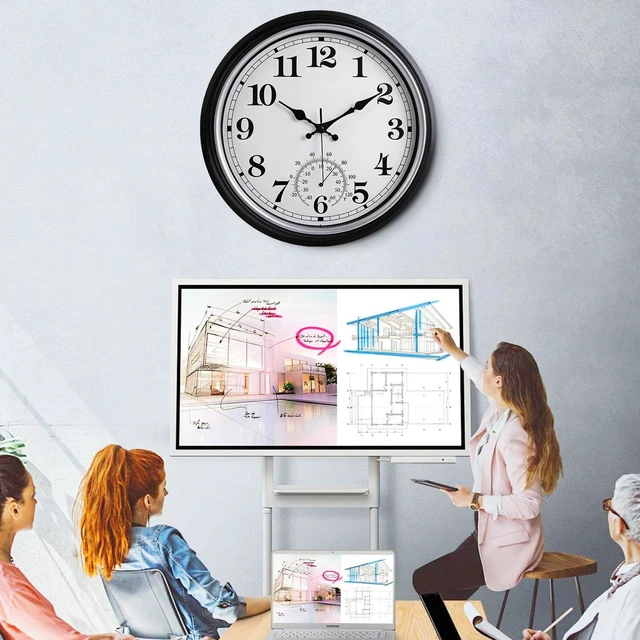 Alt view image 7 of 7 - 16 Inch Large Retro Waterproof Outdoor Clock, Non-Ticking, Black
