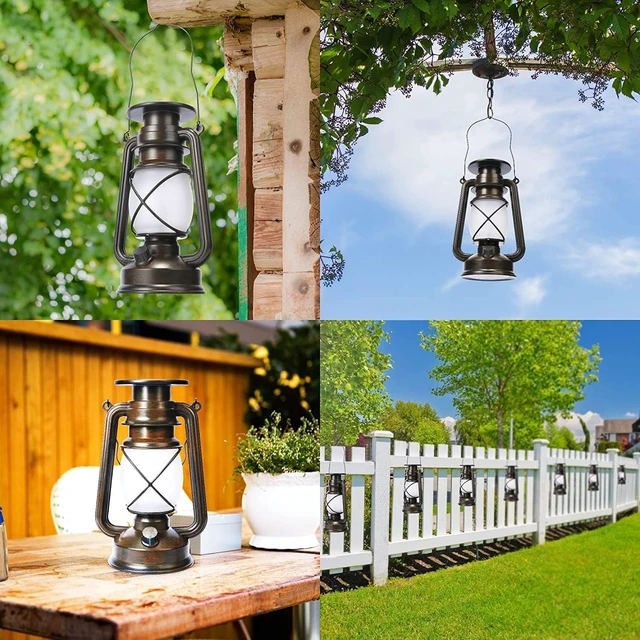Alt view image 4 of 7 - 2 Pack Bronze Vintage LED Solar Lantern, Outdoor Lights