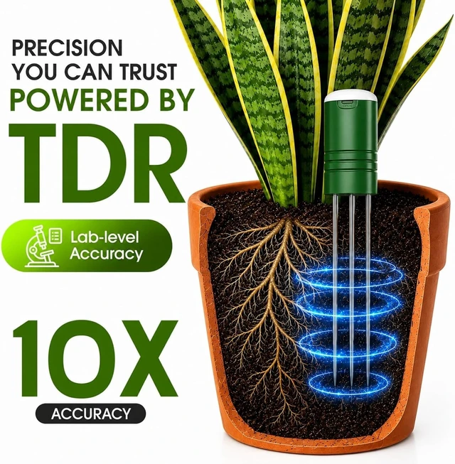 Alt view image 5 of 7 - 4-in-1 Soil Moisture Meter for Plants, Temperature, Moisture & Sunlight Time, Large Screen Wireless Garden Tester for Lawn, Farm & Houseplants, Indoor/Outdoor (Dark Black)