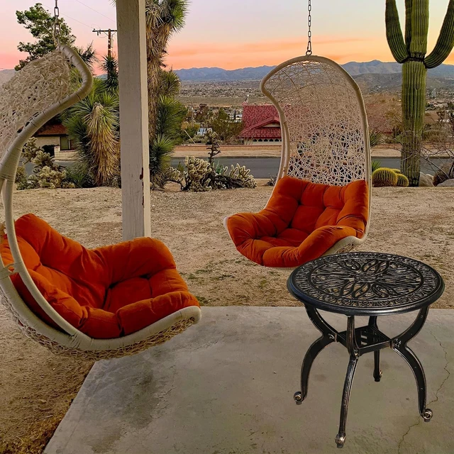 Alt view image 6 of 7 - All-Weather Cast Aluminum Round Side Table, Small Coffee Table for Patio, Park, Lawn & Yard (18.5" Bronze)