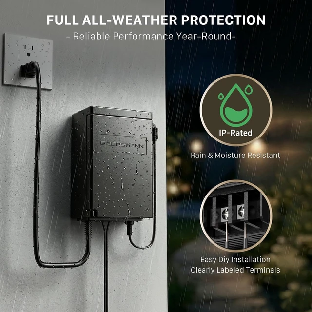 Alt view image 7 of 7 - 120W Low Voltage Transformer with Photocell Timer, Outdoor Power Pack