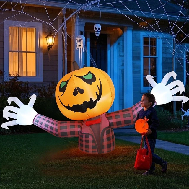 Main image of 7FT Long Halloween Inflatable Pumpkin Ghost, Outdoor Decorations