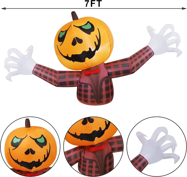 Alt view image 3 of 7 - 7FT Long Halloween Inflatable Pumpkin Ghost, Outdoor Decorations