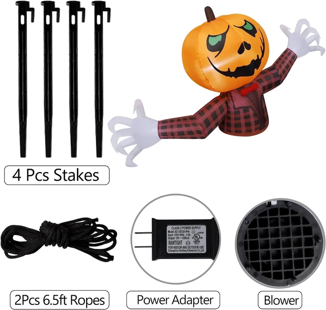 Alt view image 5 of 7 - 7FT Long Halloween Inflatable Pumpkin Ghost, Outdoor Decorations