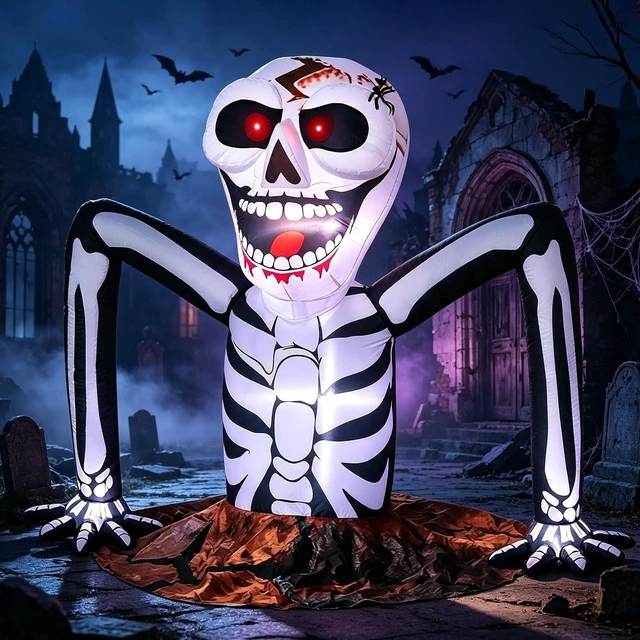 Main image of 5 FT Halloween Inflatable Skeleton Rising from Ground, Outdoor Decoration