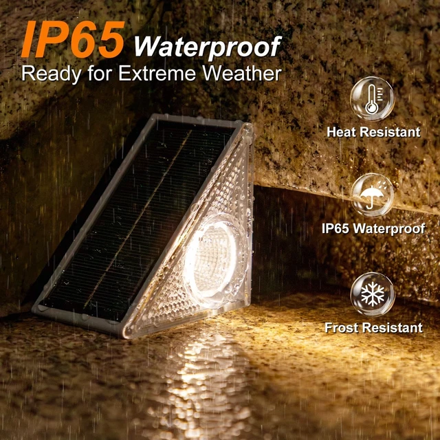 Alt view image 5 of 7 - 16 Pack Solar Stair Lights with 10 Color Modes, IP65 Waterproof Step Lights for Garden Stair, Patio, Deck, Yard, Front Step & Porch Decor