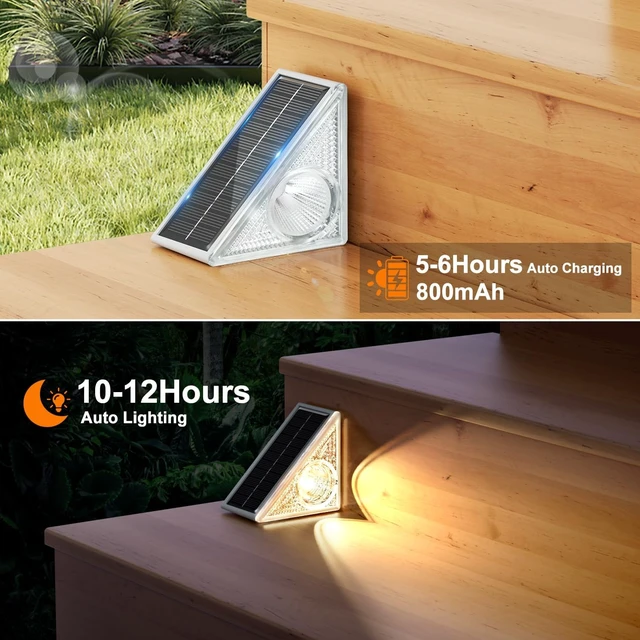 Alt view image 4 of 7 - 16 Pack Solar Stair Lights with 10 Color Modes, IP65 Waterproof Step Lights for Garden Stair, Patio, Deck, Yard, Front Step & Porch Decor