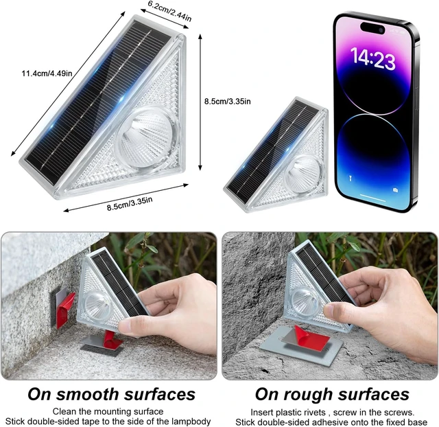 Alt view image 7 of 7 - 16 Pack Solar Stair Lights with 10 Color Modes, IP65 Waterproof Step Lights for Garden Stair, Patio, Deck, Yard, Front Step & Porch Decor