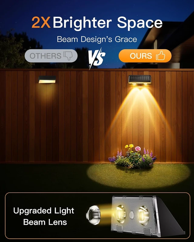 Alt view image 3 of 7 - 12 Pack IP65 Waterproof Solar Fence Lights with Ultra-Bright LED Lens, 9 Color Modes, 12+ Hour Steady Glow for Deck, Backyard, Patio, Pool & Wall, Black