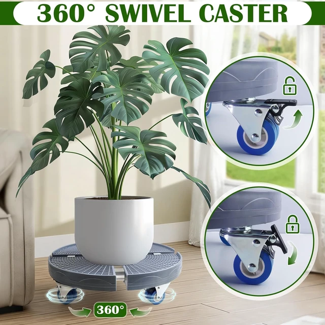 Alt view image 2 of 7 - 2 Pack 15-20 Inch Adjustable Rolling Plant Caddy with Wheels