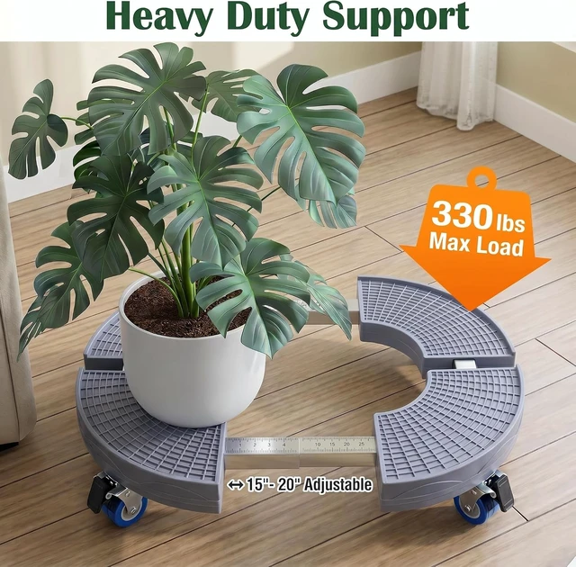 Alt view image 3 of 7 - 2 Pack 15-20 Inch Adjustable Rolling Plant Caddy with Wheels