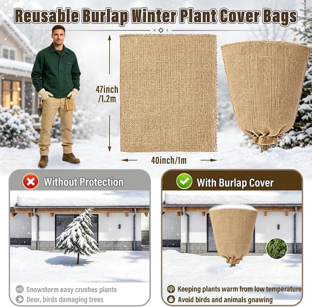 Alt view image 2 of 7 - Large Winter Plant Cover Bags with Drawstring, 40 × 47 Inch, 4 Packs