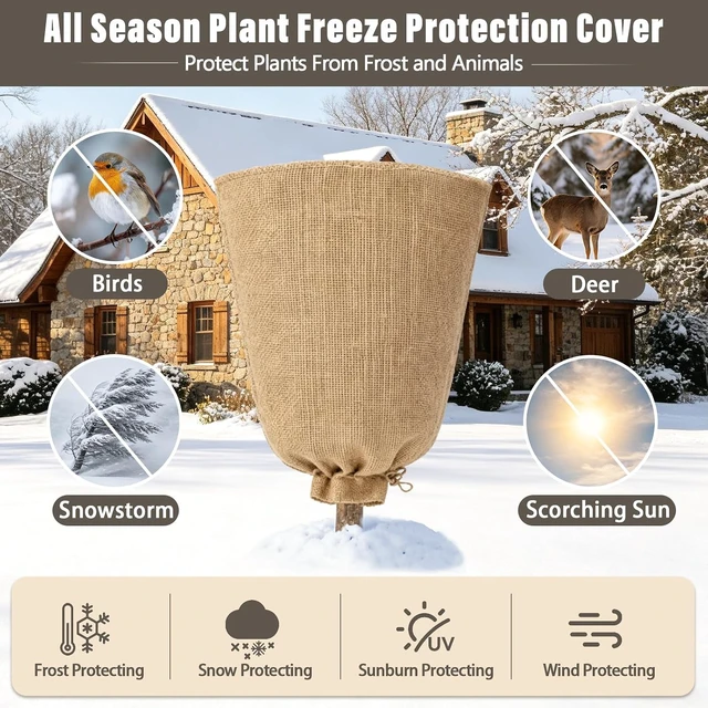 Alt view image 5 of 7 - Large Winter Plant Cover Bags with Drawstring, 40 × 47 Inch, 4 Packs