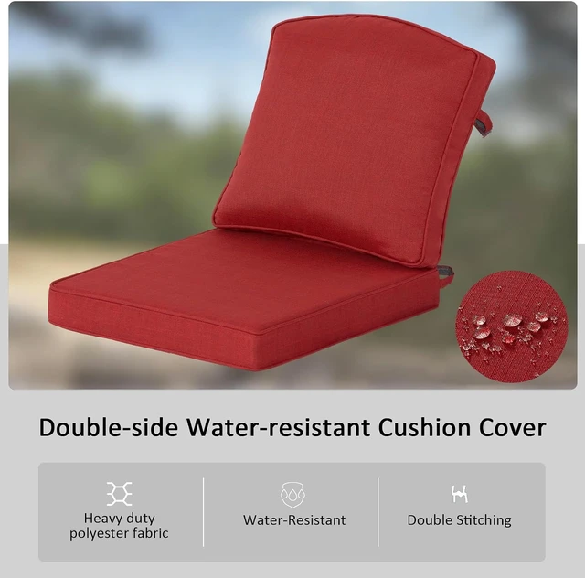 Alt view image 7 of 7 - Chili Red Outdoor Deep Seat Cushions, 20 x 21.5 Inch, Set of 2