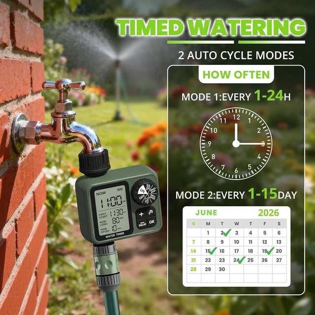 Alt view image 3 of 7 - Automatic Garden Hose Sprinkler Timer with Rain Delay Irrigation Water Timer for Lawn, Yard & Drip Systems