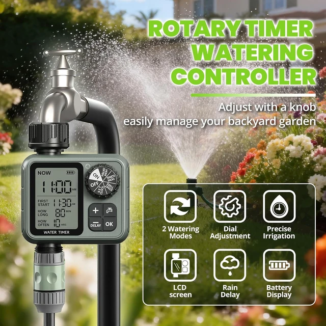 Alt view image 2 of 7 - Automatic Garden Hose Sprinkler Timer with Rain Delay Irrigation Water Timer for Lawn, Yard & Drip Systems