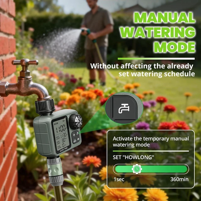 Alt view image 6 of 7 - Automatic Garden Hose Sprinkler Timer with Rain Delay Irrigation Water Timer for Lawn, Yard & Drip Systems