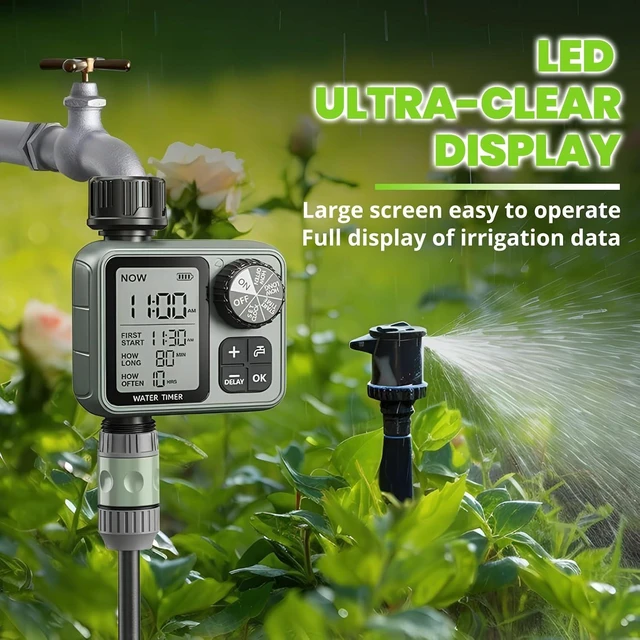 Alt view image 7 of 7 - Automatic Garden Hose Sprinkler Timer with Rain Delay Irrigation Water Timer for Lawn, Yard & Drip Systems