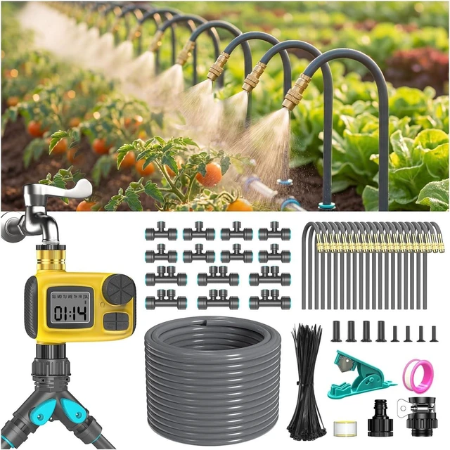 Main image of 1/2" Drip Irrigation System Kit with Water Timer, 98FT, for Garden