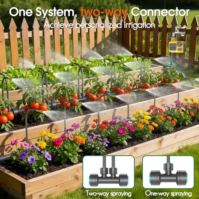 Alt view image 2 of 7 - 1/2" Drip Irrigation System Kit with Water Timer, 98FT, for Garden