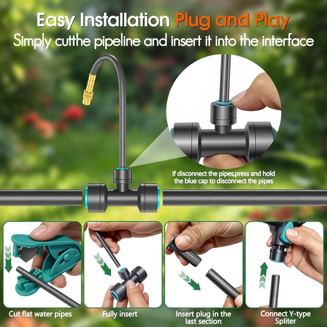 Alt view image 6 of 7 - 1/2" Drip Irrigation System Kit with Water Timer, 98FT, for Garden