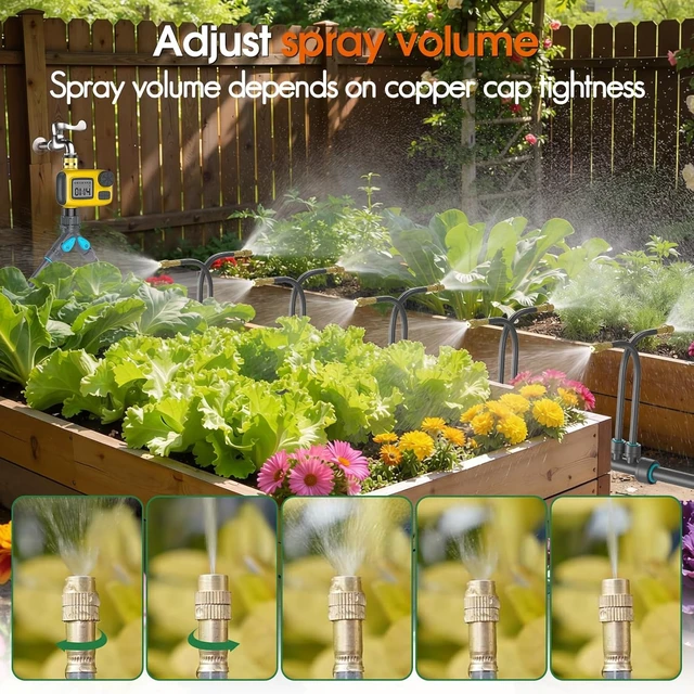 Alt view image 5 of 7 - 1/2" Drip Irrigation System Kit with Water Timer, 98FT, for Garden