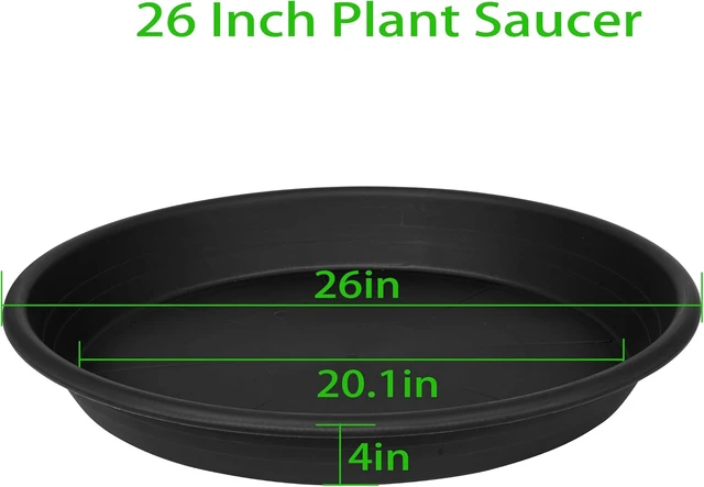 Alt view image 2 of 6 - 26-Inch Large Heavy-Duty Plant Saucer, Sturdy Plastic Drainage Tray for Indoor Planters & Bird Bath Bowls, 1 Pack (Black)