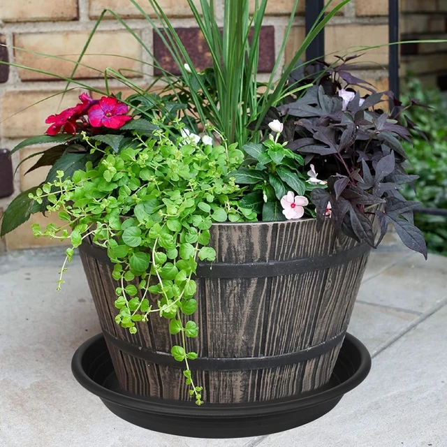 Alt view image 3 of 6 - 26-Inch Large Heavy-Duty Plant Saucer, Sturdy Plastic Drainage Tray for Indoor Planters & Bird Bath Bowls, 1 Pack (Black)