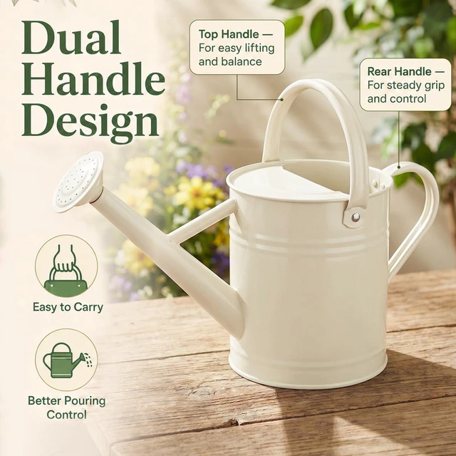 Alt view image 4 of 7 - Warm White 1-Gallon Metal Watering Can for Indoor & Outdoor Plants