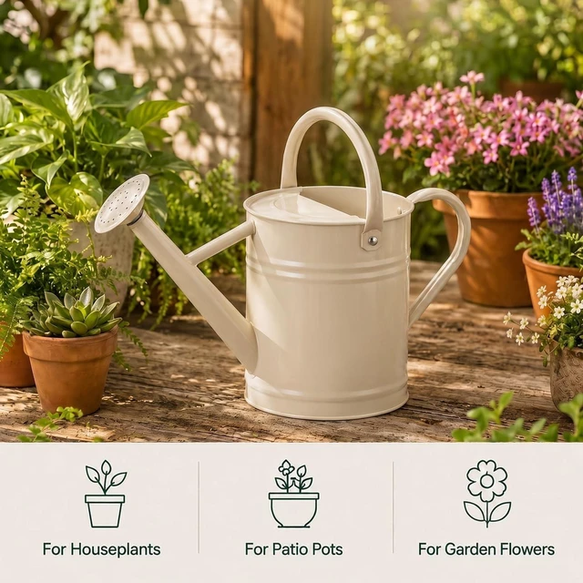 Alt view image 6 of 7 - Warm White 1-Gallon Metal Watering Can for Indoor & Outdoor Plants