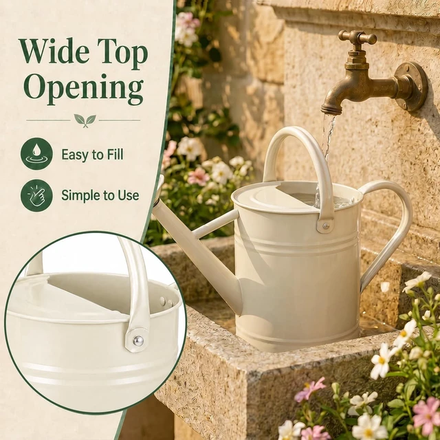 Alt view image 5 of 7 - Warm White 1-Gallon Metal Watering Can for Indoor & Outdoor Plants