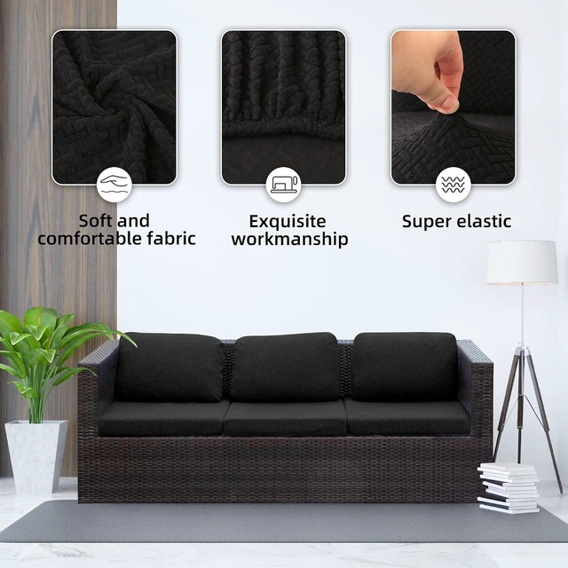 Alt view image 3 of 6 - 8PCS Patio Cushion Covers Furniture Couch Seat Slipcovers