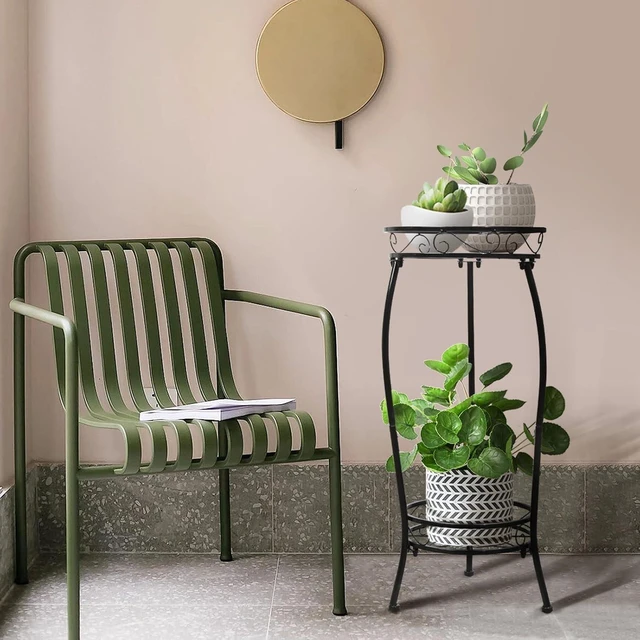 Alt view image 7 of 7 - 2-Tier Heavy-Duty Metal Plant Stand, 27" Tall, Rustproof Iron Potted Flower Holder for Indoor & Outdoor Corner Garden, 2 Pack
