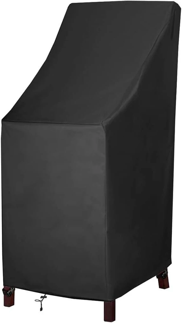 Main image of 600D Heavy-Duty Waterproof High Back Patio Chair Covers for 4-6 Stackable Dining Chairs, 27"W x 27"D x 49"H, 1 Pack