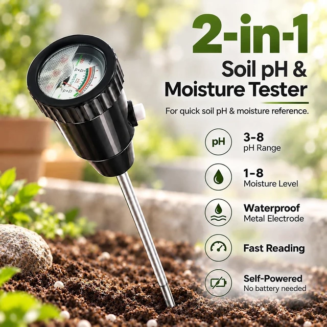 Alt view image 5 of 7 - 295mm Soil pH & Moisture Meter, 2-in-1 Tester Kit for Plants, Trees, Garden, Lawn, Farm, Indoor & Outdoor Use