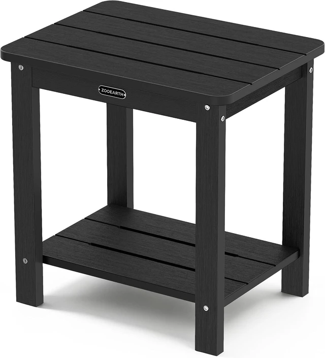 Main image of Black Adirondack Square Outdoor Side Table with 2-Tier Storage