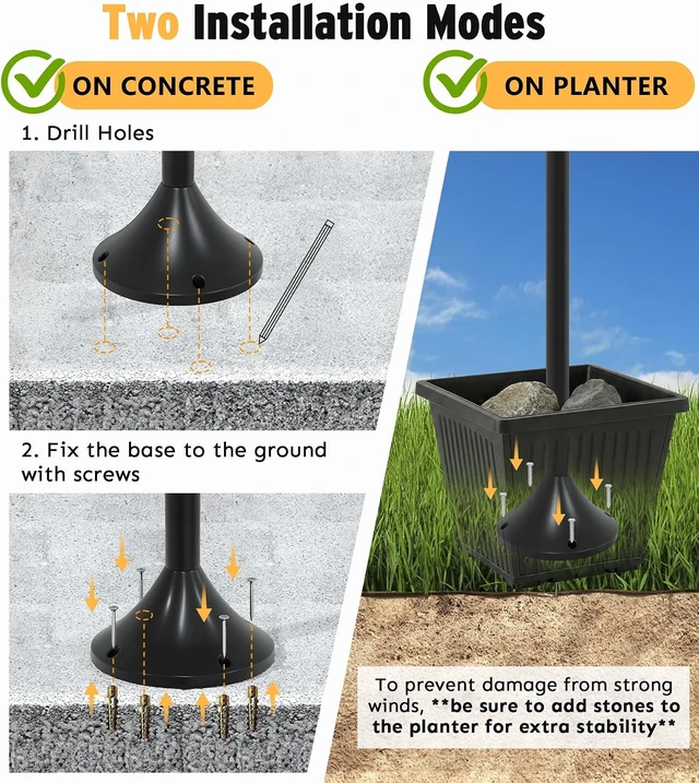 Alt view image 7 of 7 - 74" 3-Head Solar Lamp Post Light with Planter