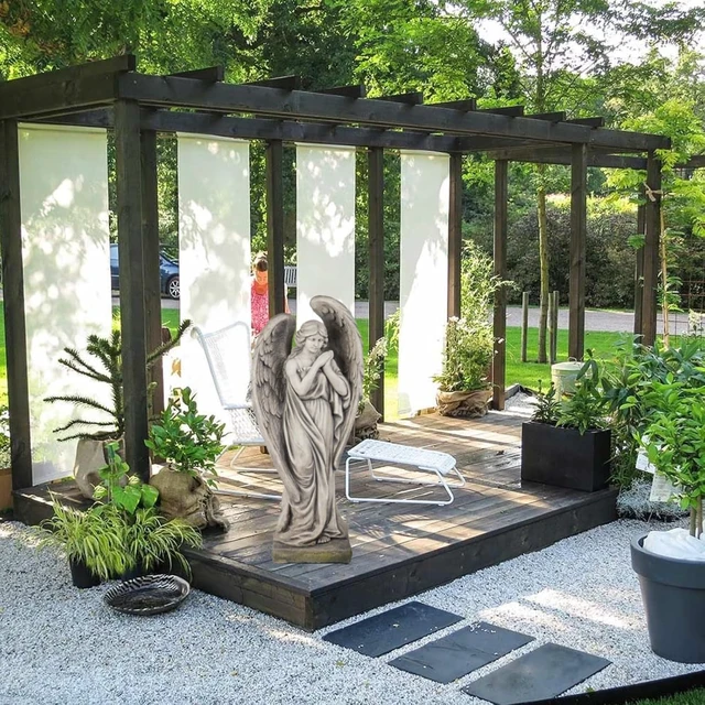 Alt view image 4 of 7 - 34-Inch Large Garden Angel Statue, Catholic Religious Resin Décor with Concrete Finish, 13.7*9.8*34 Inch, for Yard, Patio & Entryway