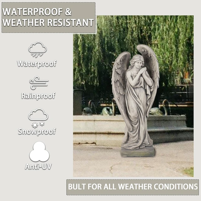 Alt view image 6 of 7 - 34-Inch Large Garden Angel Statue, Catholic Religious Resin Décor with Concrete Finish, 13.7*9.8*34 Inch, for Yard, Patio & Entryway
