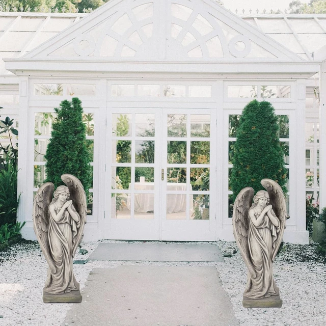 Alt view image 7 of 7 - 34-Inch Large Garden Angel Statue, Catholic Religious Resin Décor with Concrete Finish, 13.7*9.8*34 Inch, for Yard, Patio & Entryway