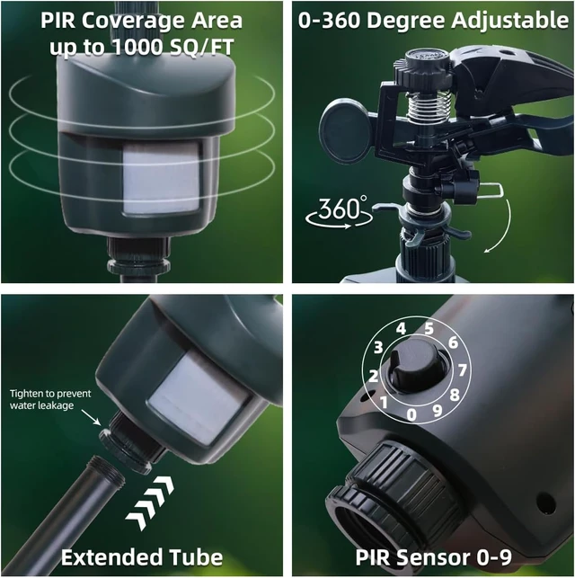 Alt view image 4 of 6 - Motion-Activated Animal Repellent Sprinkler to Deter Cats, Birds & Dogs Outdoor Motion Sensor Water Sprinkler for Lawn & Garden