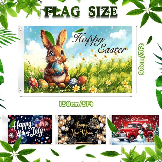 Alt view image 2 of 5 - Large Seasonal Garden Flags, 3 x 5 Ft Double-Sided Outdoor Yard Flags, Set of 12