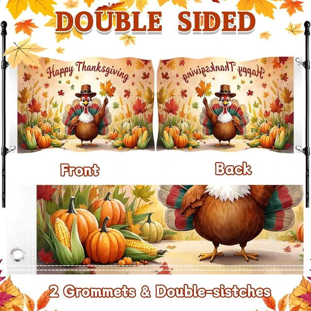 Alt view image 3 of 5 - Large Seasonal Garden Flags, 3 x 5 Ft Double-Sided Outdoor Yard Flags, Set of 12